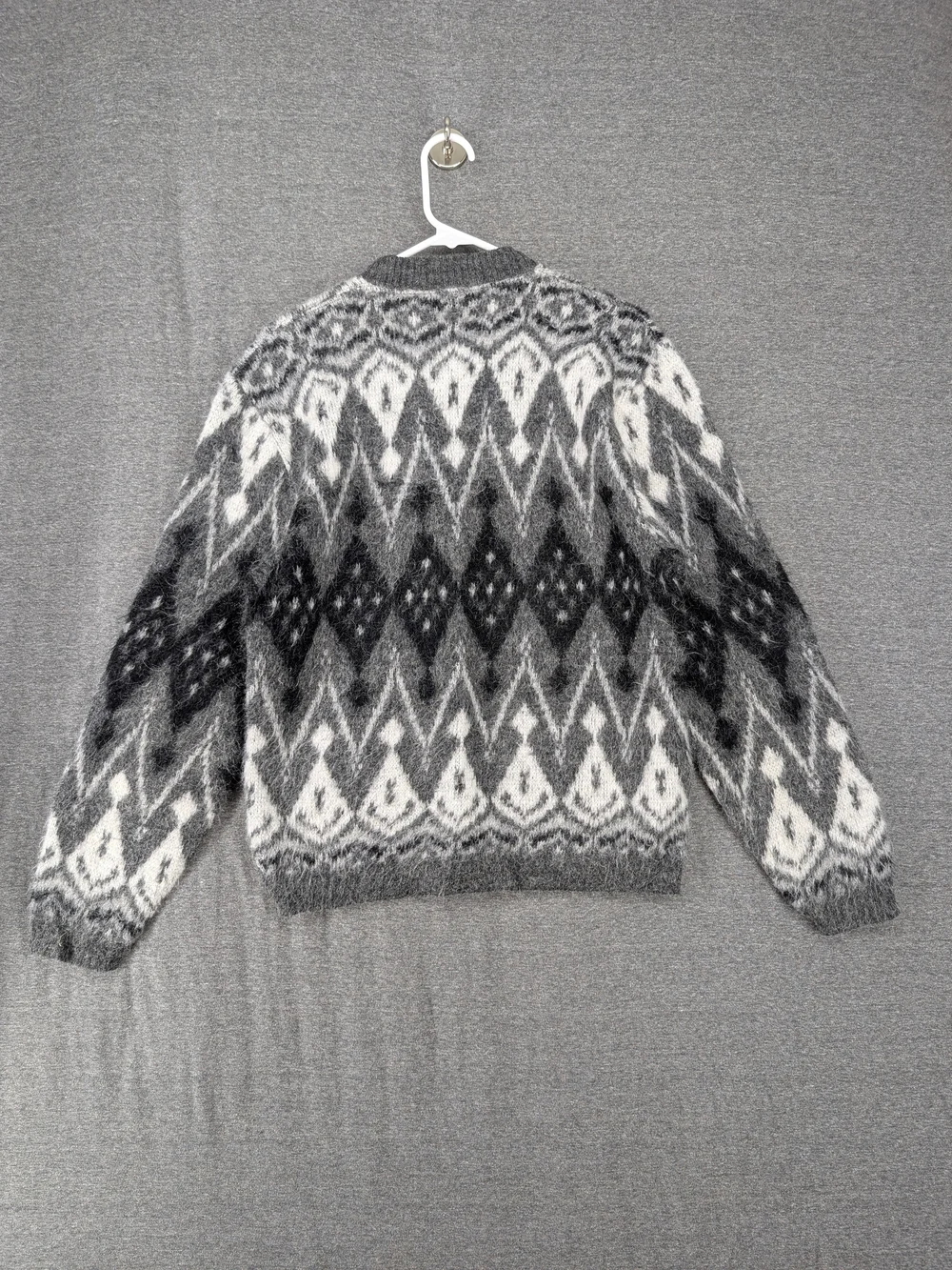 Men's Patterned Gray Crewneck Sweater